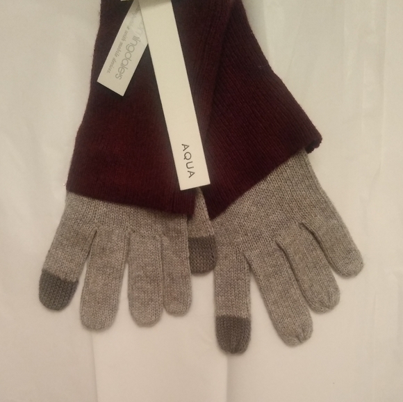 Bloomingdales Exclusive Aqua Grey/Pinot Gloves - Picture 4 of 5